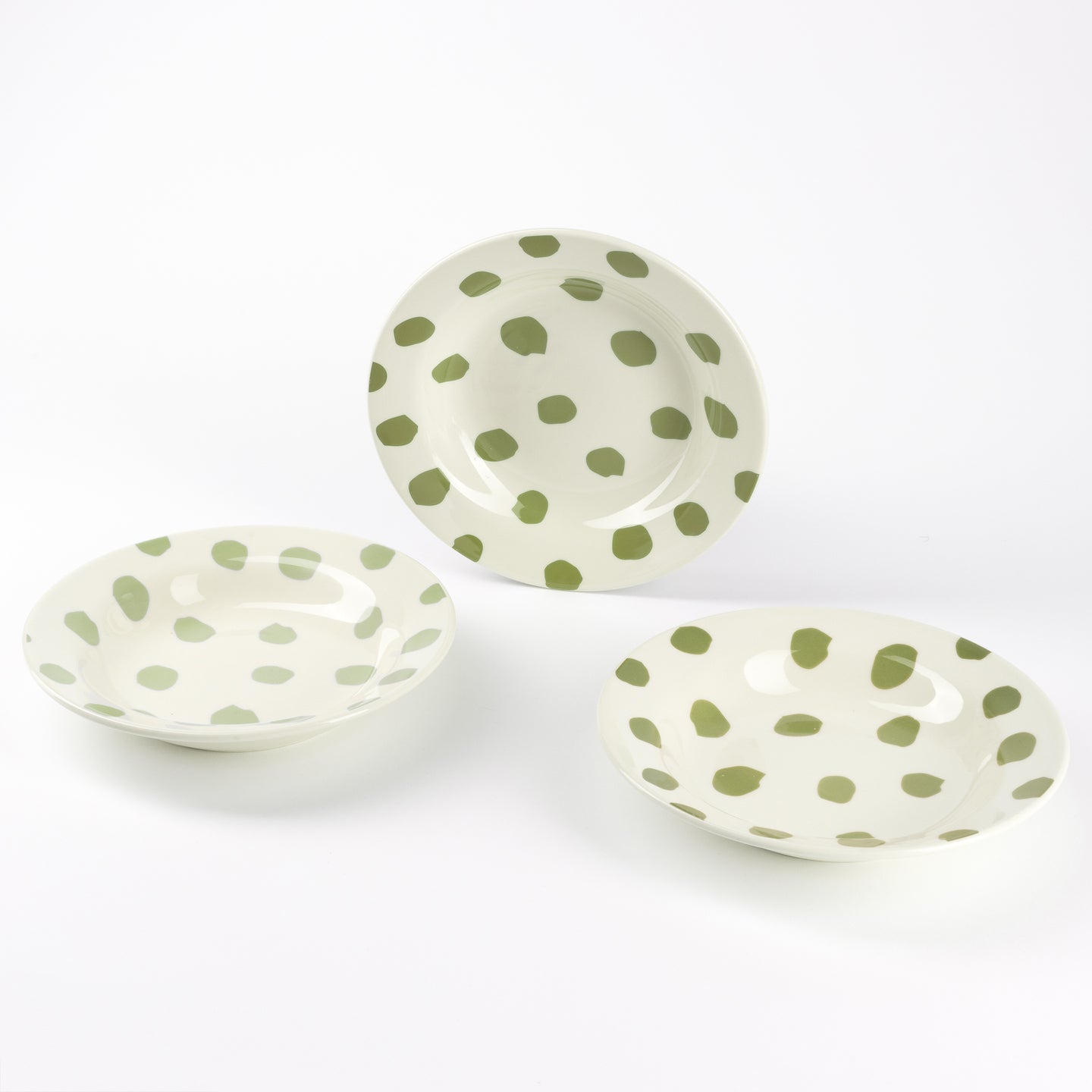 JUEGO DE 3 PLATOS HONDOS GRES VITRIFICADA TOPOS VERDE SABOR CASA SAMANTA